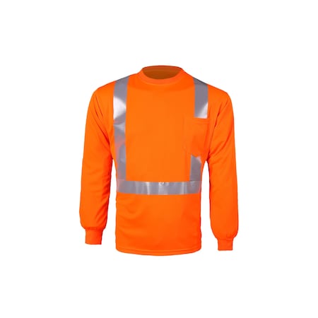 2W International Hi-Vis Long Sleeve T-Shirt, Birdseye, Orange, L TLB123C-2 L